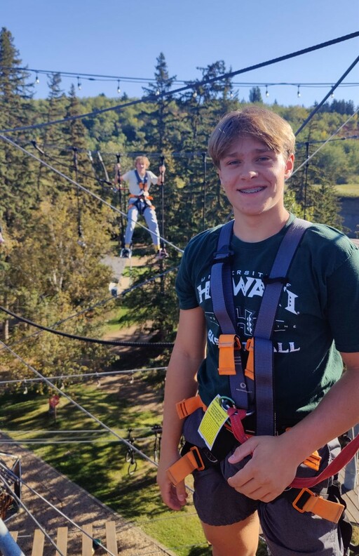 Clover Bar Junior High students in Sport for Life tackle obstacles at an aerial park during one of the program’s action-packed field trips.